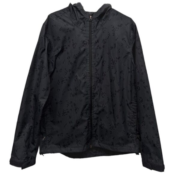 Levi's Men's Dark Green Tarmac Print Performance Windbreaker Hood Jacket Size L - Picture 1 of 15